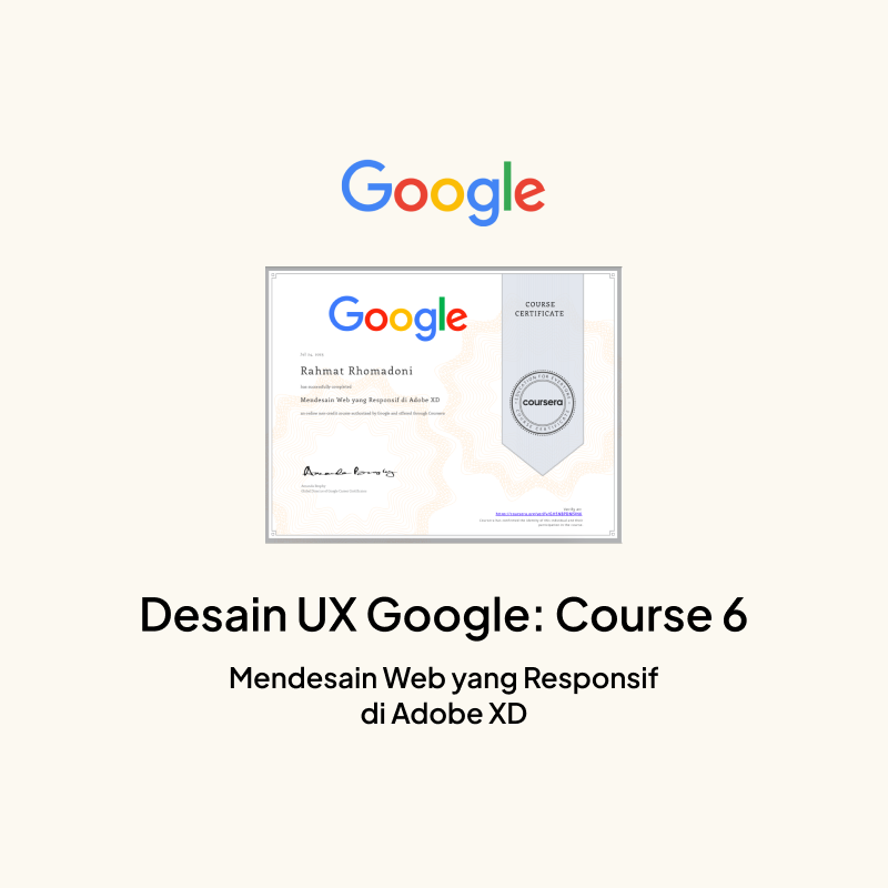 Google UX Design: Course 6 Certificate