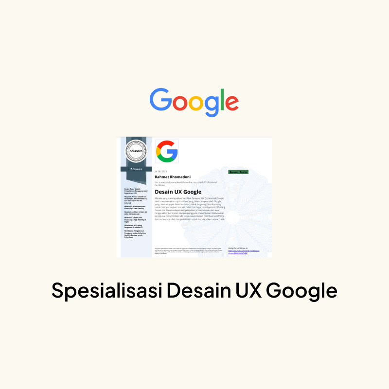 Google UX Design Specialization Certificate