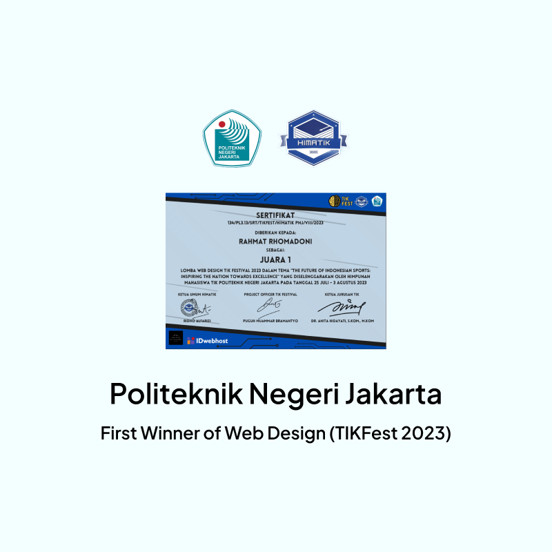 Politeknik Negeri Jakarta - First Winner of Web Design Competition (TIKFest 2023)